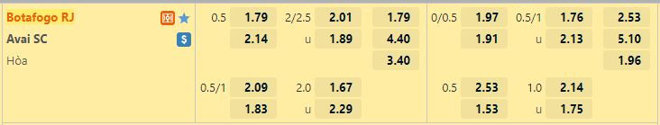 Soi kèo Botafogo vs Avai lúc 5h00 ngày 14/6/2022
